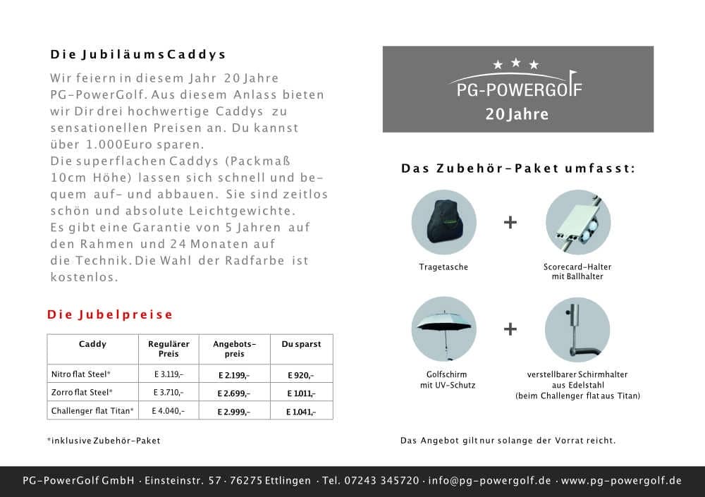 PG-Powergolf Nitro Flat Steel Elektro Golftrolley inklusive Zubehör-Paket