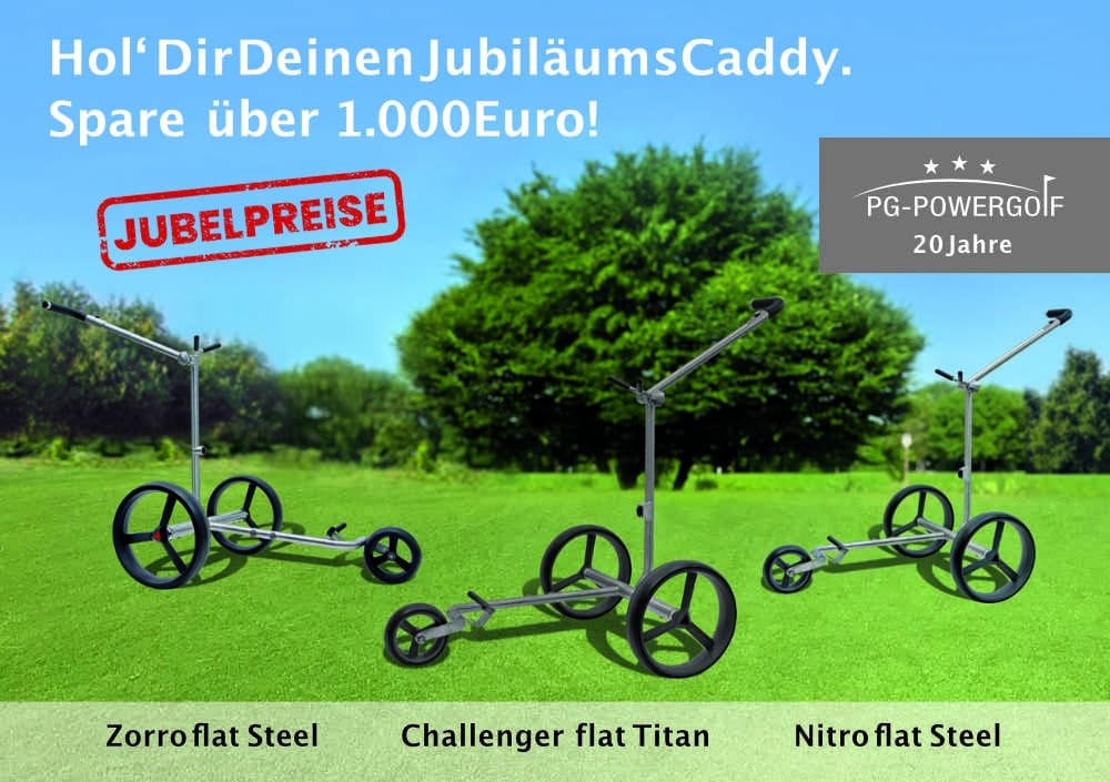 PG-Powergolf Nitro Flat Steel Elektro Golftrolley inklusive Zubehör-Paket